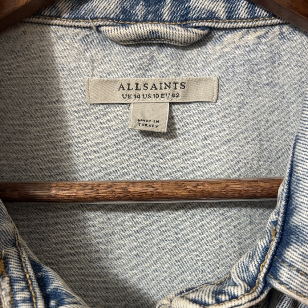 AllSaints Light Wash Denim Jean Jacket - Picture 3 of 12